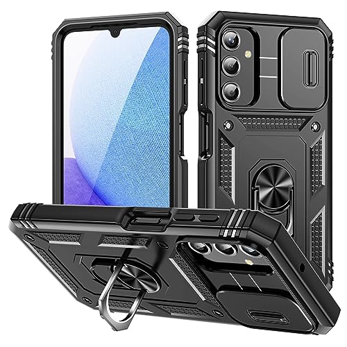 DAWEIXEAU Case for Galaxy A25 4G, Slide Lens Protective Case Shockproof Impact Resistant with Kickstand Cover Case for Samsung Galaxy A25 4G (Black)