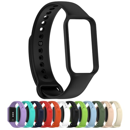 Disscool Replacement Wristbands Compatible with Xiaomi Smart Band 8 Active, 18mm Adjustable Soft Silicone Wrist Strap with Quick Release Watch Accessories(Black)