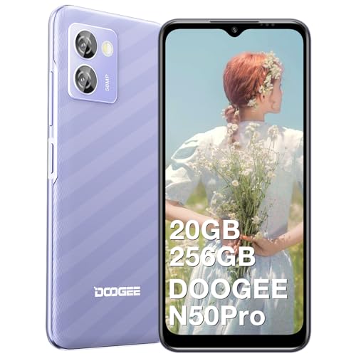 DOOGEE Android 13 Smartphone N50 Pro 6.52'' HD+ Waterdrop Screen, Octa Core 20GB + 256GB(Expand 1TB), 4200mAh Battery, 50MP Triple Camera, Dual SIM, Smart PA K9 Amplifier, Face Unlocked Cell Phone
