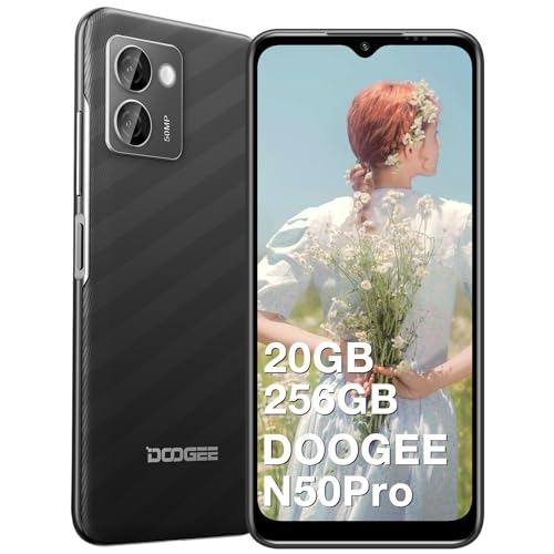 DOOGEE Android 13 Smartphone N50 Pro 6.52'' HD+ Waterdrop Screen, Octa Core 20GB + 256GB(Expand 1TB), 4200mAh Battery, 50MP Triple Camera, Dual SIM, Smart PA K9 Amplifier, Face Unlocked Cell Phone