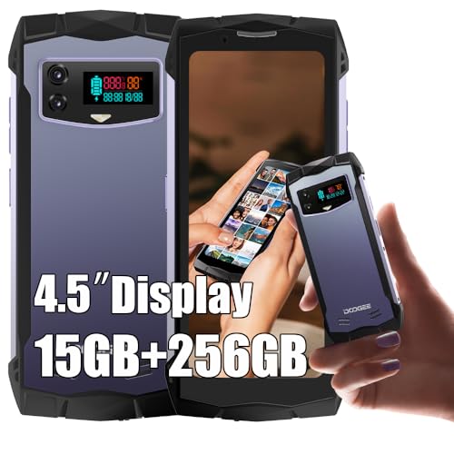 DOOGEE S Mini Mini Rugged Smartphone Unlocked, MTK G99 Android 13 15GB+256GB Waterproof Cell Phone, 4.5" QHD+ 120Hz, 3000mAh 18W, 50MP+8MP Rugged Phone, Dual SIM/OTG/GPS/NFC