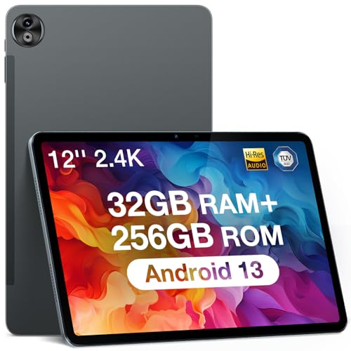 DOOGEE T20 Ultra Tablet 12 Inch, 32GB+256GB ROM/2TB TF, 10800mAh, Helio G99 Octa-Core Android 13 Gaming Tablet, 2.4K Android Tablet, 16MP Camera, 4 Hi-Res Speakers, 5G WiFi/GMS/GPS/Widevine L1 - Grey