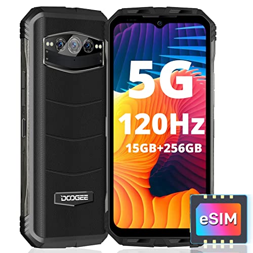 DOOGEE V30 Rugged Smartphone(2023), eSIM Dual 5G 15GB+256GB Rugged Phone Unlocked, 6.6" FHD+ /120Hz Rugged Cell Phone, Dual Hi-Res Speakers, Android 12, 108MP Triple Camera, Night Vision, NFC, OTG