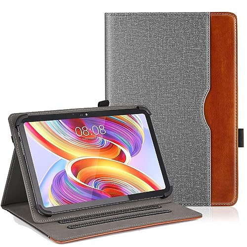 elfofle Universal case for Teclast P40HD/T40HD/T40S//M40 Plus/T50, Compatible with Blackview Tab 12 Pro/Tab 16/Tab 7 Pro/Tab 7/Tab 8, PU Leather Protective case for 10-11 inch Tablet (Grey)