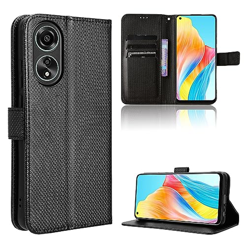 Elubugod Compatible with Oppo A78 4G Leather Case Cover,PU Leather flip Cover Compatible with Oppo A78 4G CPH2565 Case Cover Black