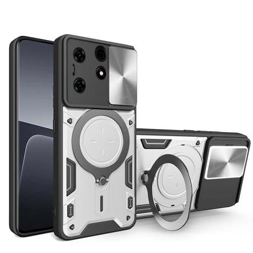 Elubugod Compatible with Tecno Pop 8 Case,Compatible with Tecno Spark 20 Case,with Slide Camera Lens Cover Compatible with Tecno Spark Go 2024 / Spark 20C Case Silver