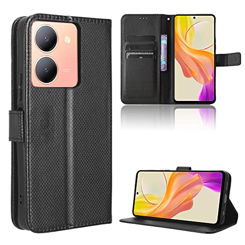 Elubugod Compatible with Vivo Y36 4G Leather Case Cover,Compatible with Vivo Y27 5G,PU Leather flip Cover Compatible with Vivo Y27 4G V2249 / Y36 5G V2248 / Y36 4G V2247 / Y78 5G Case Cover Black