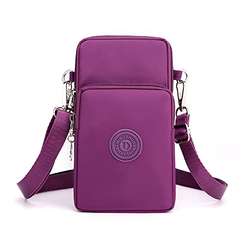 eMorevalue Cell Phone Purse Pouch Travel Cross Body Bag for Samsung Z Fold 3, S21 Plus/Moto Edge, One Fusion, One 5G Ace/Pixel 6 Pro/OnePlus Nord N200 Redmi 9 Note 9 Pro TCL 10L 10 Pro SE (L, Purple)