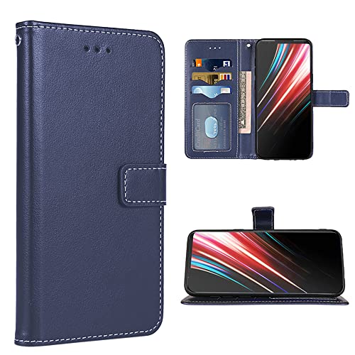 FDCWTSH Compatible with ZTE Nubia Red Magic 5G Wallet Case Wrist Strap Lanyard Carbon Fiber and Leather Flip Card Holder Stand Cell Phone Cover for ZTE NubiaRedMagic 5G NX659J Women Men Blue