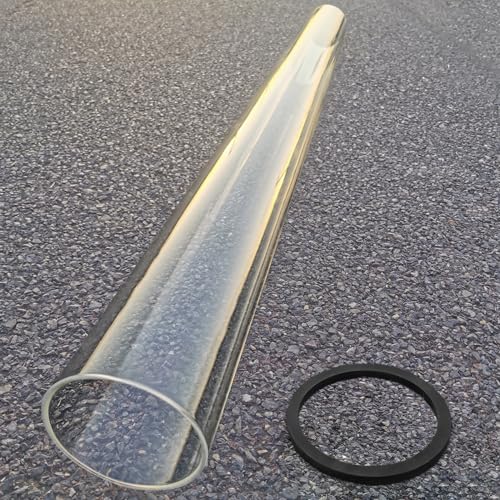 Fenluqi Patio Heater Glass Tube Replacement, 49.5" Tall 4" Diameter, Patio Heater Replacement Parts with Ring, Fits 4-Sided Patio Heaters, Compatible with Hiland, Fire Sense, and more.
