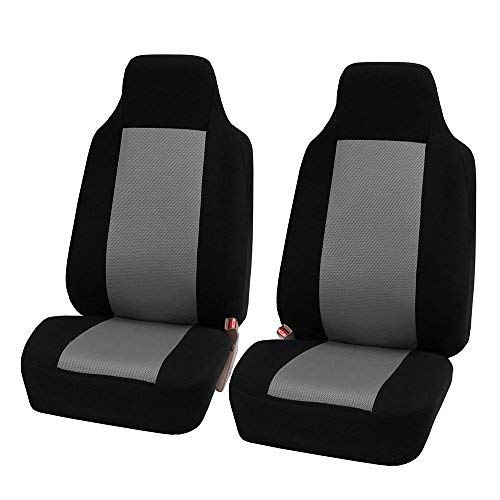 FH Group Automotive Car Seat Covers Gray Interior Front Seats Only Accessories High Back Combo Classic Cloth Car Seat Cover Front Set Universal Fit Cars Trucks and SUV Car Interior Accessories
