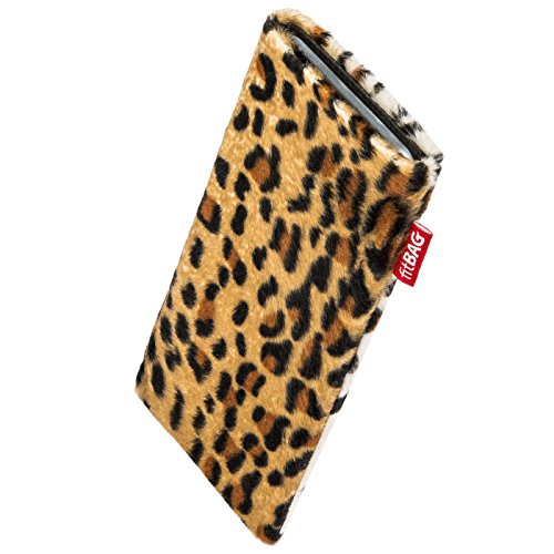 fitBAG Bonga Leopard Custom Tailored Sleeve for Vivo IQOO 11 Pro | Made in Germany | Fine Imitation Fur Pouch case Cover with Microfibre Lining for Display Cleaning