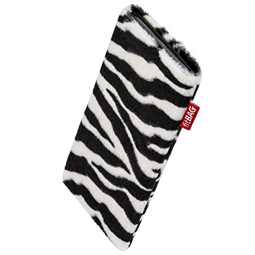 fitBAG Bonga Zebra Custom Tailored Sleeve for ZTE Nubia Z60 Ultra | Made in Germany | Fine Imitation Fur Pouch case Cover with Microfibre Lining for Display Cleaning