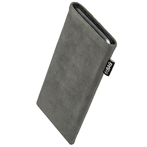 fitBAG Classic Gray Custom Tailored Sleeve for ZTE Nubia Z60 | Made in Germany | Genuine Alcantara Pouch case Cover with Microfibre Lining for Display Cleaning