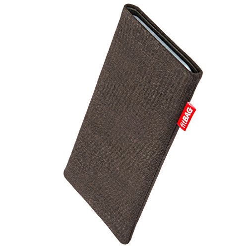 fitBAG Jive Brown Custom Tailored Sleeve for ZTE Nubia Z60 Ultra | Made in Germany | Fine Suit Fabric Pouch case Cover with Microfibre Lining for Display Cleaning