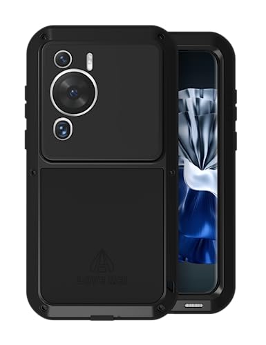 FONREST Full Body Rugged Case for Huawei P60/P60 Pro/P60 Art, Heavy Duty Metal Armor Shockproof Snowproof Hybrid Aluminum Silicone Outdoor Armor Protective Cover Without Screen Protector (Black)