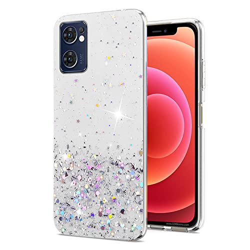 for Oppo Reno 7 5g Case Clear Glitter Sparkle Pink Oppo Reno 7 5g Phone Case Silicone Shockproof Soft Cover Oppo Find X5 Lite Transparent Thin