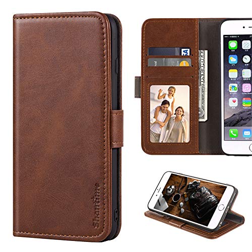 for Samsung Galaxy F13 Case, Leather Wallet Case with Cash & Card Slots Soft TPU Back Cover Magnet Flip Case for Samsung Galaxy M13 India (6.6”) Brown