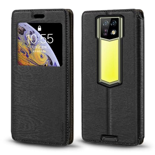 for Ulefone Armor 24 Case, Wood Grain Leather Case with Card Holder and Window, Magnetic Flip Cover for Ulefone Armor 24 (6.78”)
