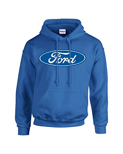 Ford Oval Hooded Sweatshirt Ford Logo Design Hoodie Motor Company Car Enthusiast Pullover Hood Classic Retro-Royal-Medium