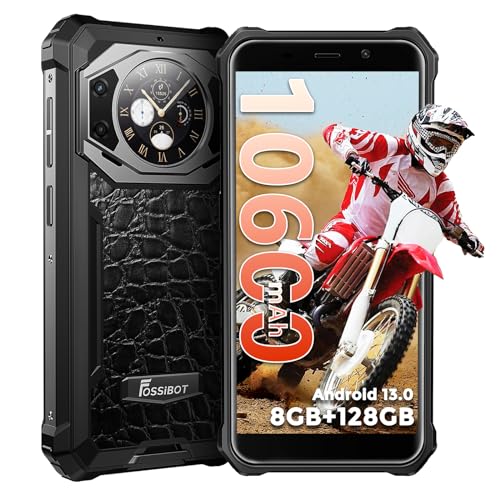 FOSSIBOT F101 Pro Robustes Smartphone entsperrt, Dual-Bildschirm, 10600-mAh-Akku, 15 GB + 128 GB, Android 13, MTK8788 Octa-Cora-Prozessor, 24 MP + 8 MP + 5 MP-Kamera, 5,45-Zoll-HD+-Bildschirm, IP68/IP69K, 4G Dual-SIM-OTG (Grau)