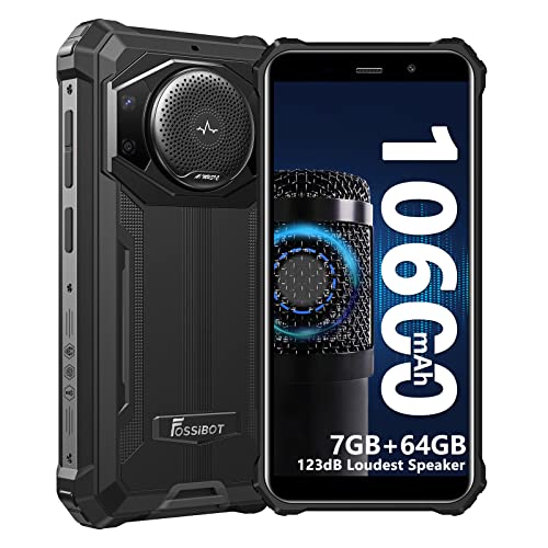 FOSSIBOT Rugged Smartphone Unlocked, 10600mAh Battery, Android 12 7+64GB Rugged Phone, 24MP Rear Camera, 5.45" HD+ Compact Cell Phone, 3.5W Loud Speaker, IP68 Waterproof Cell Phone, Dual SIM 4G, OTG