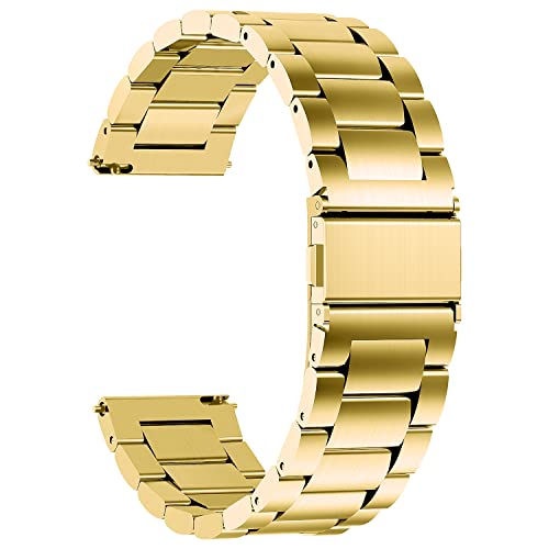 Fullmosa 22mm Stainless Steel Watch band Compatible with Samsung Galaxy Watch 46mm,Galaxy Watch 3 45mm,Gear S3 Frontier/Classic,Huawei Watch GT,Garmin Vivoactive 4/Forerunner 945, Golden