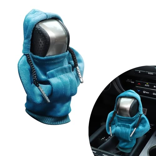 GaRhomxy Car Shifter Knobs Cover Hoodie, Car Gear Shift Knob, Cute Hoodie for Car Gear, Automatic Shift Knobs Decoration, Car Interior Accessories(Blue)