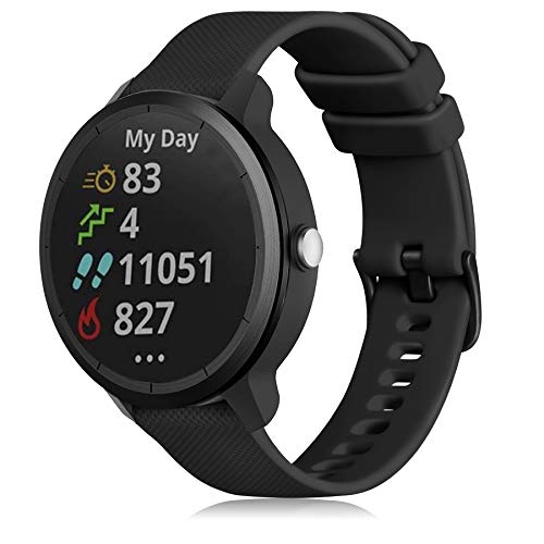GEAK Compatible with Garmin Vivoactive 3 Band/Vivoactive 3 Music Watch Band/,20mm Silicone Band for Galaxy Active 2 40mm 44mm Bands/Samsung Gear Sport/Galaxy Watch Band 42mm Watch Women Men Black