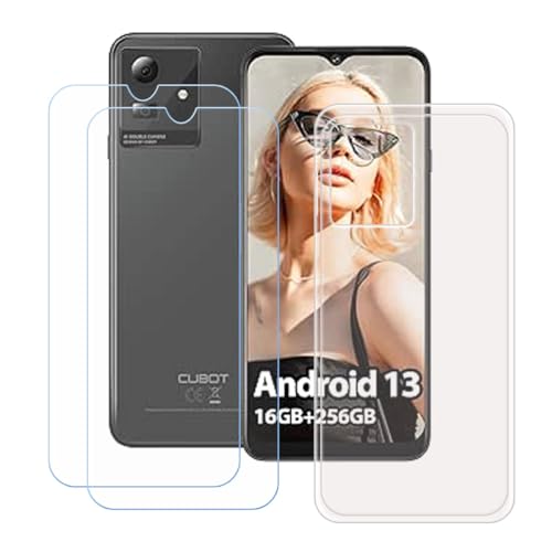 Generic Transparent Cover for Cubot Note 40 + [2 Pack] HD Tempered Glass, Silicone Shell TPU Bumper Protective Back Case - Scratch Screen Protector for Cubot Note 40 (6,56")