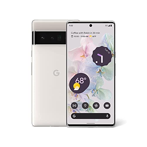 Google Pixel 6 Pro - 5G 6,71" AMOLED - Smartphone débloqué avec appareil photo Pixel avancé et téléobjectif - 128 Go - Blanc nuageux (renouvelé)