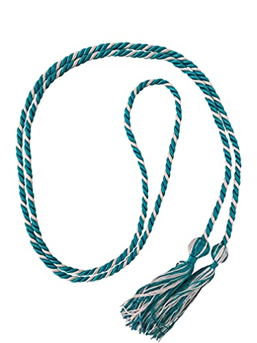 Graduation Honor Cord | (50 Pack) Perfect for College University, High School Graduation Regalia Cords Honors Graduation Designed in The USA 200 Plus Color Selection | (Teal/White) - Pack of 50