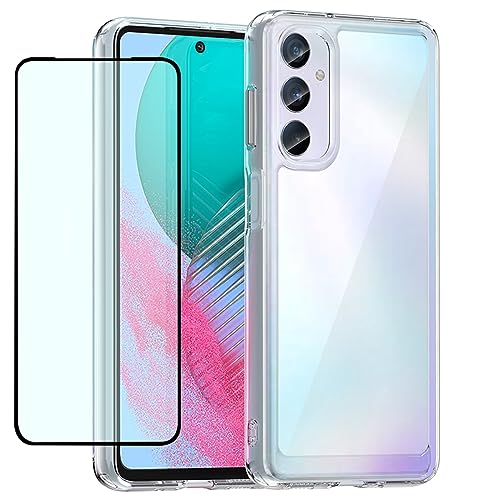 GTBDEKI Clear Case for Galaxy M54 5G Case, Samsung M54 5G SM-M546B Case with HD Screen Protector, Shockproof Clear Hard PC + TPU Bumper Protective Cover Case for Samsung Galaxy M54 5G Crystal Clear