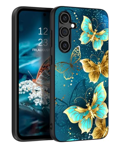 GUAGUA for Samsung Galaxy S23 FE 5G Case Glow in The Dark, Samsung S23 FE Phone Case, Cute Blue Butterfly Noctilucent Luminous Shockproof Protective Phone Case for Galaxy S23 FE 6.4'' Women Men Gifts