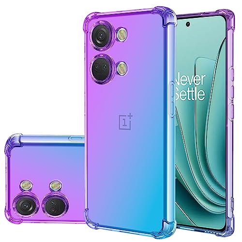 Gufuwo Case for OnePlus Ace 2V Case, OnePlus Nord 3 PHP110 Cute Case Girls Women, Gradient Slim Anti Scratch Soft TPU Phone Cover Shockproof Protective Case for OnePlus Ace 2V 5G (Purple/Blue)