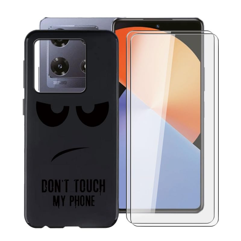 HGJTF Phone Case for Infinix Note 30 Pro (6.78") with 2 X Tempered Glass Screen Protector, Ultra-Thin Silicone Shockproof Shell, Soft TPU Bumper Case for Infinix Note 30 Pro - Do Not Touch