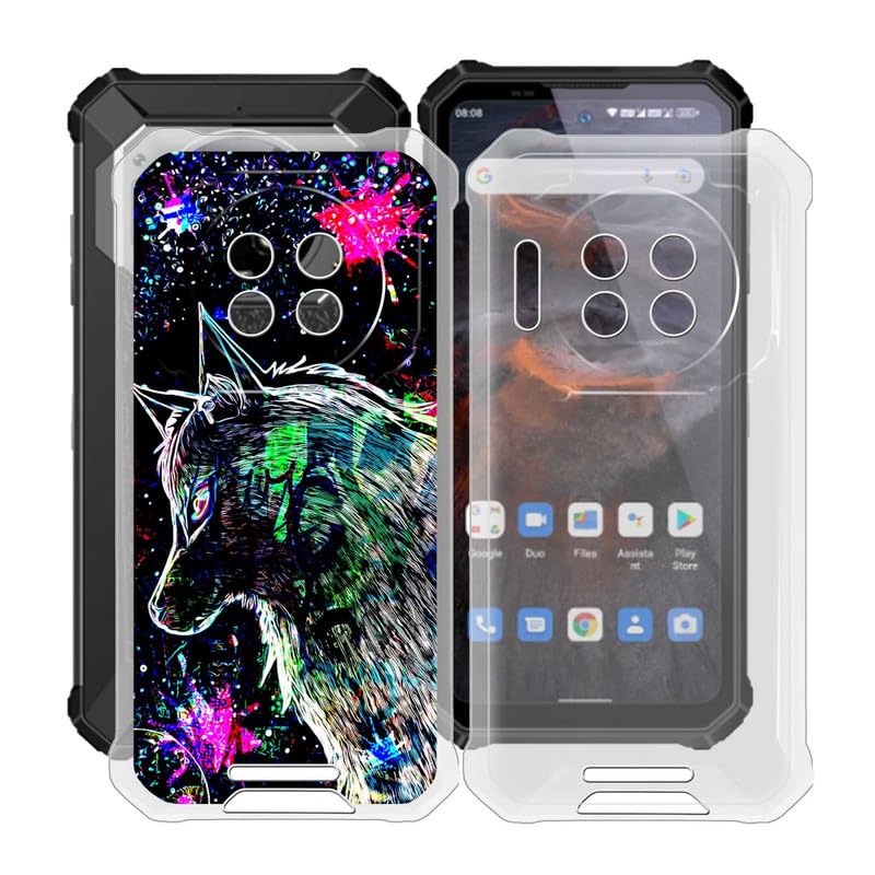 HGJTFANY Phone Case for Oukitel WP19 Pro (6.78"), 2 Pcs Shockproof Soft TPU Silicone Bumper Shell, [Ultra-Thin] [Anti-Yellowing] Back Cover for Oukitel WP19 Pro - Clear + Graffiti Beast