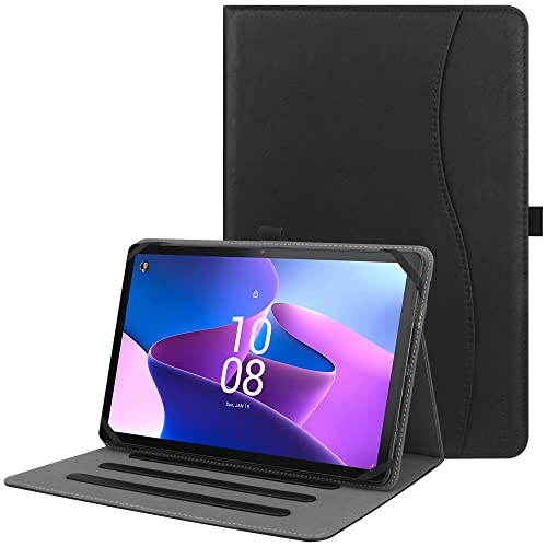 HGWALP Universal Case for 9inch-10.5inch Tablet,Multi-Viewing Angels PU Leather Stand Folio Case Cover with Handstrap for 9" 10.1" 10.5" Touchscreen Tablet, with Adjustable Fixing Silicon Band-Black