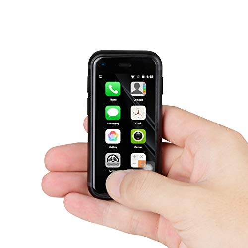 Hipipooo Super kleines Mini-Smartphone, 3G-Handy, 1G+8G, 5,0 MP, Dual-SIM, High-Definition, Quad-Core, Dual-Standby, entsperrte kleine Telefone, Kinderhandytasche, 2,5-Zoll-Android-Mini-Handy (schwarz)