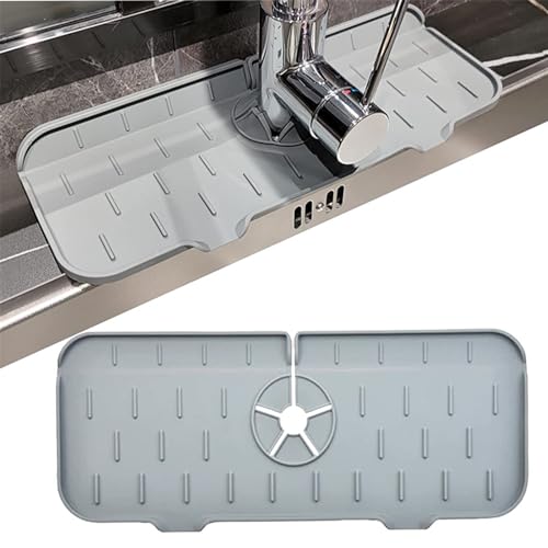 HISCOO Küchenspüle-Spritzschutz – Abtropfschale mit Silikon-Wasserhahngriff, Spülmittelspender, schützende Küchenspüle für kleine Werkzeuge, Küchentheke und Badezimmerzubehör