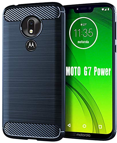 HNHYGETE for Moto G7 Power Case,Moto G7 Supra Case, Soft Slim Shockproof Anti-Fingerprint Full Protective Phone Cases for Motorola Moto G7 Power 2019 (Blue)