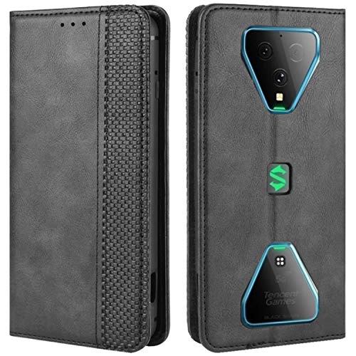 HualuBro Xiaomi Black Shark 3 Case, Retro PU Leather Full Body Shockproof Wallet Flip Case Cover with Card Slot Holder and Magnetic Closure for Xiaomi Black Shark 3 Phone Case (Black)