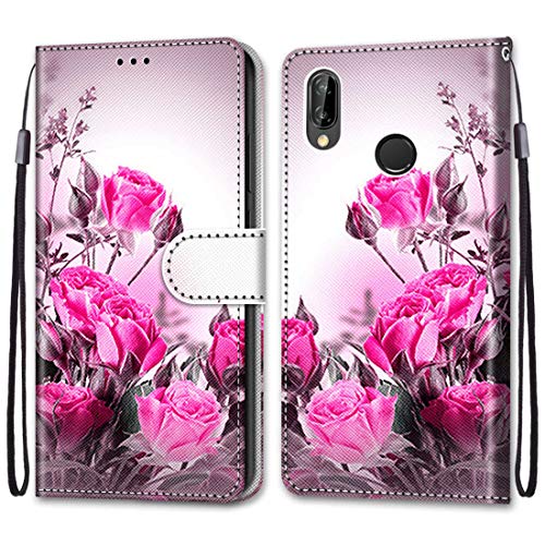 Huawei P20 Lite Painted Wallet Case,Anzeal[Wrist Strap] [Card Slots] PU Leather Painted Pattern Wallet Protection Case Magnetic Stand Flip Case Cover for Huawei Nova 3e Style-14