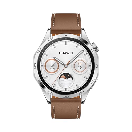 HUAWEI Watch GT 4 B19L 46mm Bluetooth Smartwatch 1.43" AMOLED Screen Leather Strap - Brown