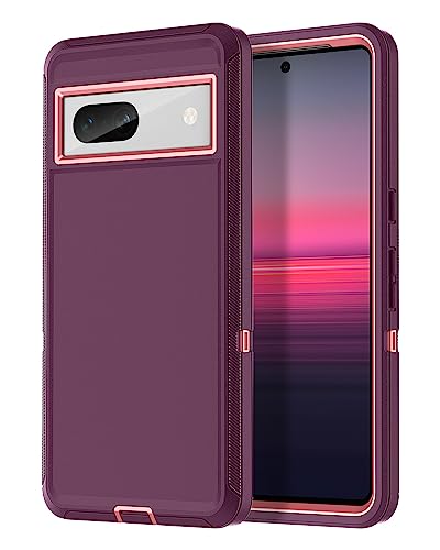 I-HONVA for Google Pixel 7A Case Shockproof Dust/Drop Proof 3-Layer Full Body Protection [Without Screen Protector] Rugged Heavy Duty Durable Cover Case for Google Pixel 7A,Purple/Pink
