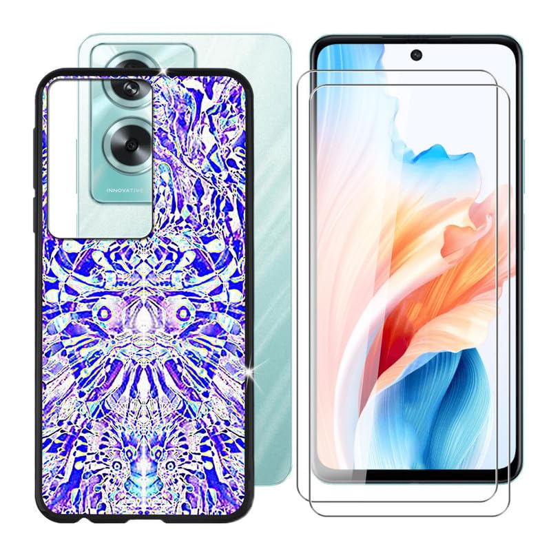 Ikiiqii Cover for Oppo A79 5G (6.72") + Tempered Glass(2 Pack), Ultra Thin Silicone Cover Shockproof Bumper Anti-Scratch Protective Case + Screen Protector - The World in a Mirror