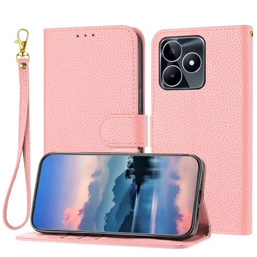 IVY [Solid Color[Kickstand Flip][Hand Strap][PU Leather] - Wallet Case for Oppo Realme C53 Phone case - Pink