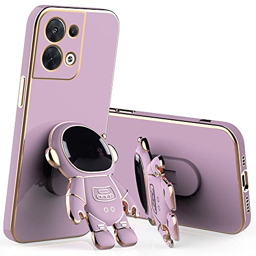 Jancyu for Oppo Reno 8 Pro 5G Case Silicone with Astronaut Kickstand, Shockproof Phone Case for Oppo Reno 8 Pro 5G with Cute Loopy Cover for Women with Design (Purple)
