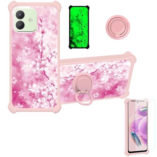 jioeuinly Case Compatible with Cubot Note 40 Phone Case Cover [with Tempered Glass Screen Protector][Hard PC + Soft Silicone][Ring Support] [Luminous Effect] YGF-MH