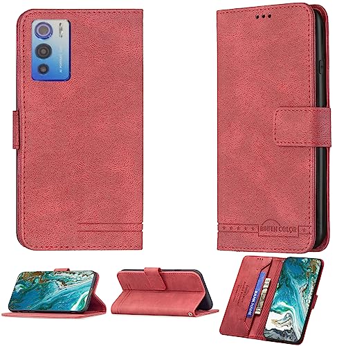 jioeuinly Case Compatible with DOOGEE N60 PRO Phone Case Flip Stand Cover PU Leather BF09 Wallet Case Red